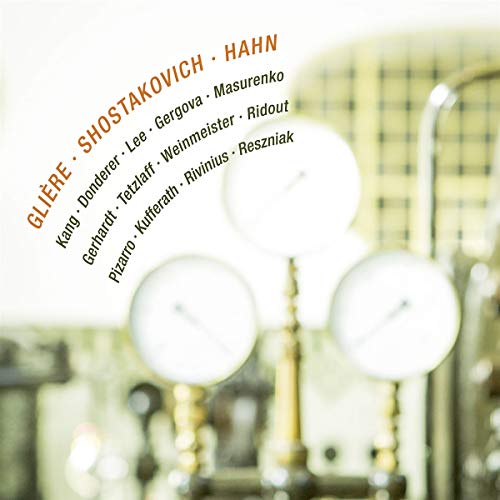 "CD cover with industrial background and text listing composers and performers."