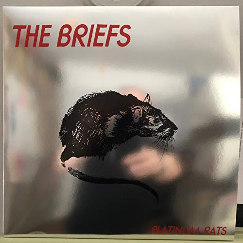 CD cover for The Briefs’ “Platinum Rats” featuring a black rat.