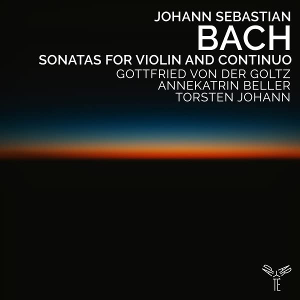 CD cover for Bach’s Sonatas for Violin and Continuo, with blue gradient.
