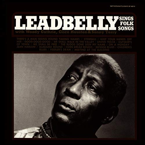 CD cover for Lead Belly’s “Sings Folk Songs” featuring a portrait of the artist.