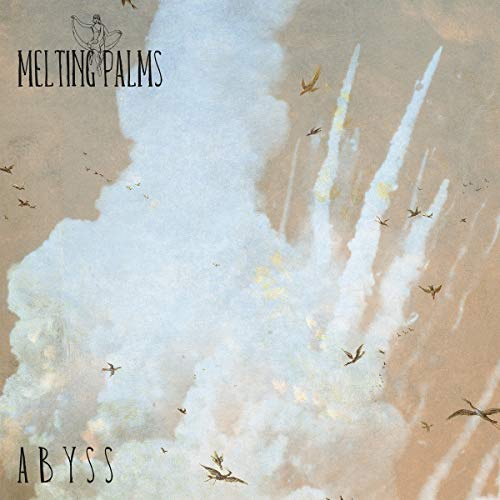 Album cover for Melting Palms’ “Abyss” featuring birds and clouds.