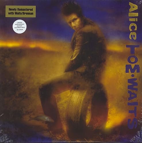 Tom Waits' "Alice" album cover, portrait in sepia tones, blue vinyl.