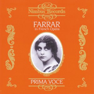 CD cover: portrait of Geraldine Farrar in oval frame, orange background.