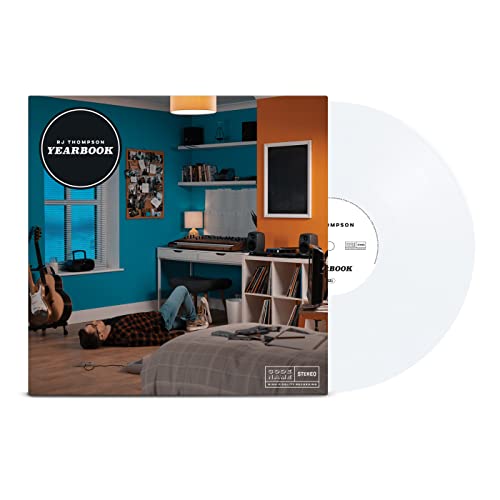 Rj Thompson "Yearbook" vinyl record and white vinyl disc shown.