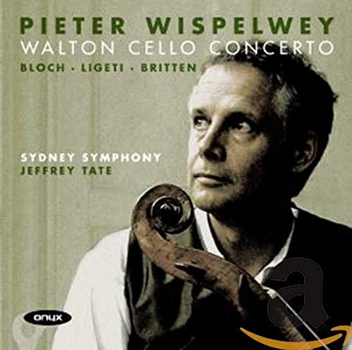 Pieter Wispelwey portrait with cello, album cover for Walton Cello Concerto.