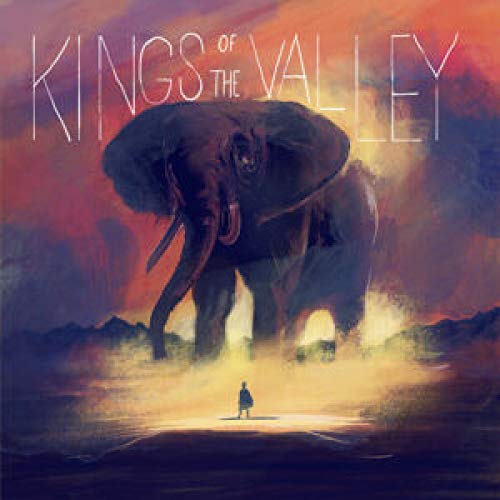 Album cover: elephant silhouette with a small figure in a landscape.