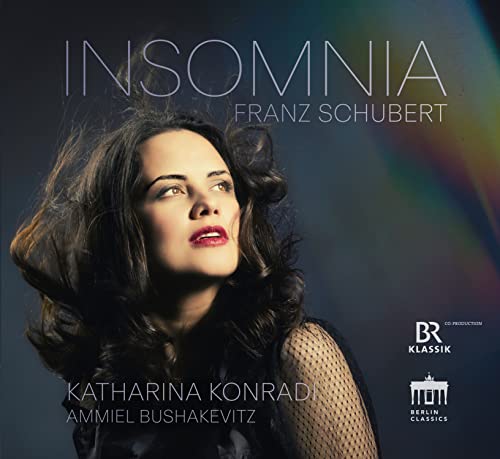 CD cover: woman with dark hair looking up, text “Insomnia” and composers’ names.