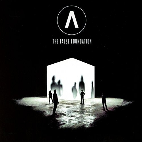 "Album cover: silhouetted figures around a glowing white structure on a black background."