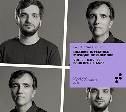 CD cover featuring portraits of two pianists, Eric Le Sage and Théo Fouchenneret.