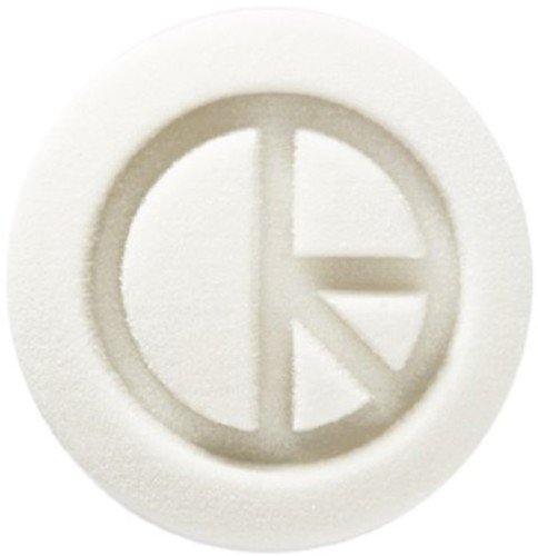 White foam earplug with a circular design and three-section indentation.