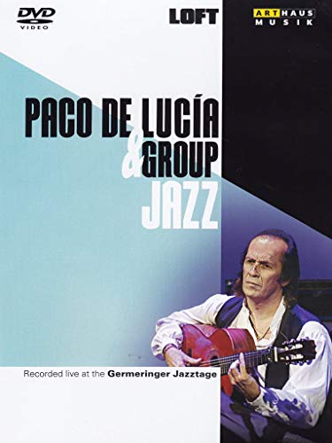 Paco de Lucia playing acoustic guitar on a DVD cover titled Paco de Lucia Group.