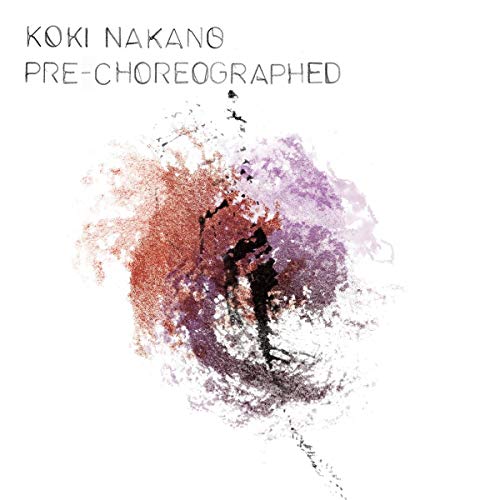 Album cover with abstract splash in red, purple, and black on a white background.