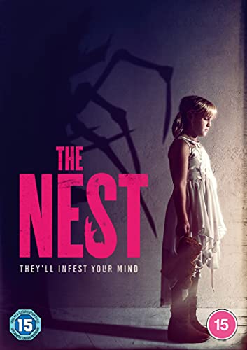 DVD cover for "The Nest" featuring a young girl and shadowy spiderweb.