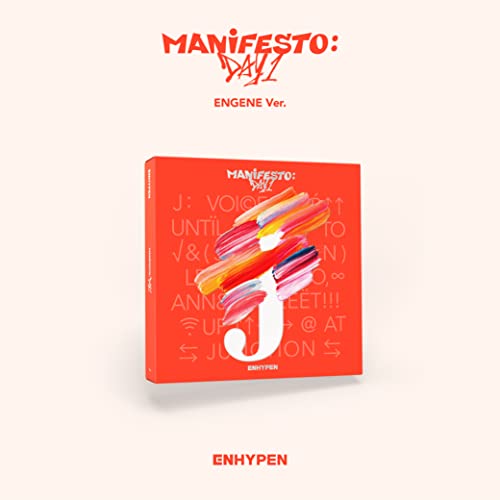 ENHYPEN album cover: red case with a large, colorful letter “J”.