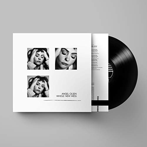 "Vinyl record sleeve with black and white cover art featuring Angel Olsen's face."