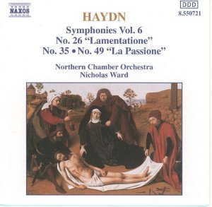 CD cover for Haydn symphonies featuring a painting of the Lamentation.