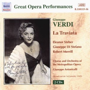 CD cover for Verdi’s “La Traviata” featuring Eleanor Steber’s portrait.