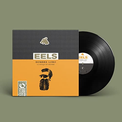 Eels’ “Hombre Lobo” vinyl record with orange cover and wolf illustration.