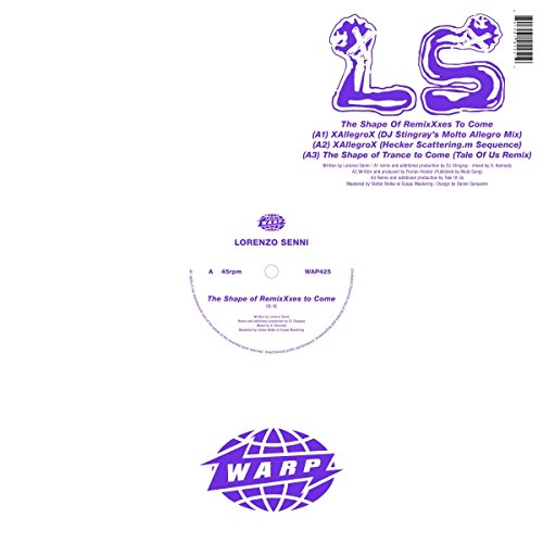 White vinyl record label with purple “LS” logo and tracklist details.