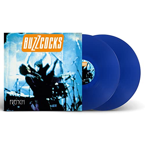 Buzzcocks “French” vinyl record with blue discs and concert cover art.