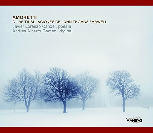 "CD cover with foggy winter landscape, bare trees, and red borders, featuring text."