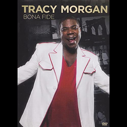 Tracy Morgan on DVD cover, smiling in a white jacket and red shirt.