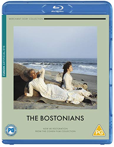 Blu-ray cover for "The Bostonians" showing two women on a beach.