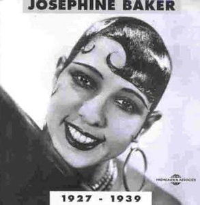 Black and white portrait of Josephine Baker with dramatic makeup, 1927-1939.