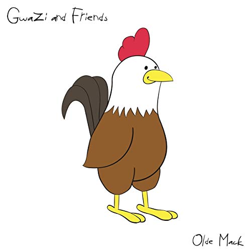 Cartoon rooster with red comb and brown feathers, CD cover art.