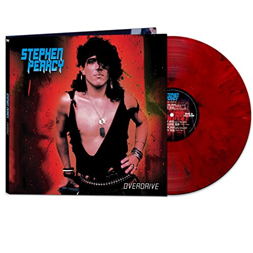 Stephen Pearcy "Overdrive" vinyl record with red splatter effect.