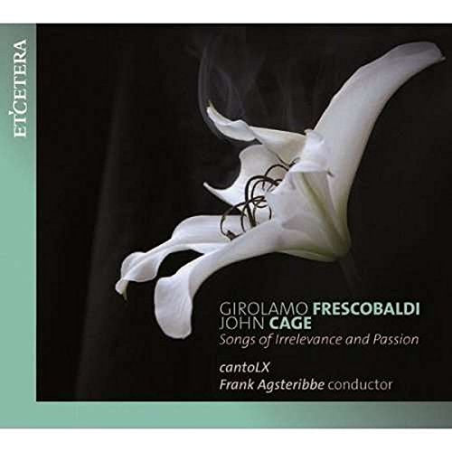 CD cover: white lily with musical notes, text naming composers Frescobaldi & Cage.