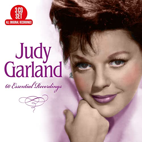 Judy Garland portrait on a 3-CD set cover, “60 Essential Recordings.”