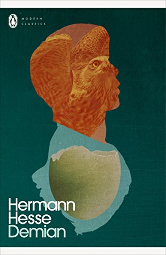 "Book cover with a man's profile emerging from an eggshell on a green background."