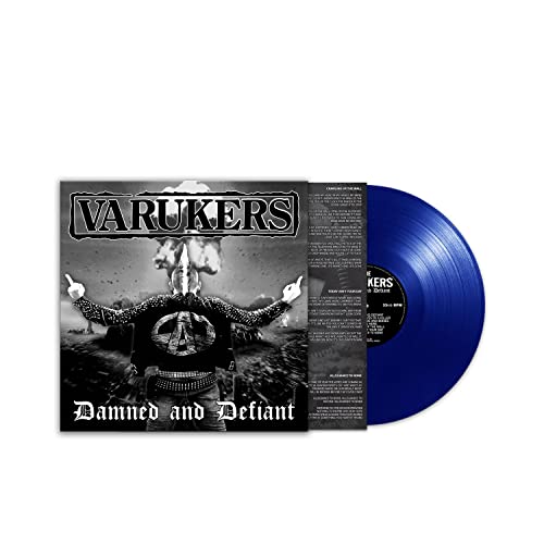 Varukers album "Damned and Defiant" vinyl record with dark cover art.