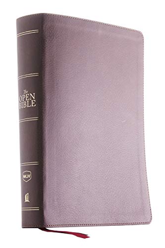 NKJV, Open Bible, Leathersoft, Brown, Indexed, Red Letter Edition, Comfort Print: Complete Reference System