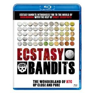 Ectasy Bandits" DVD cover with pills, skull, and bold red title text.