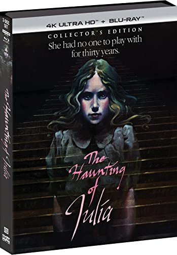Blu-ray case for "The Haunting of Julia" featuring a ghostly young woman.