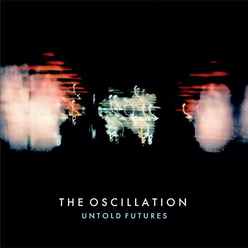 Dark album cover with abstract, blurred shapes and white text.