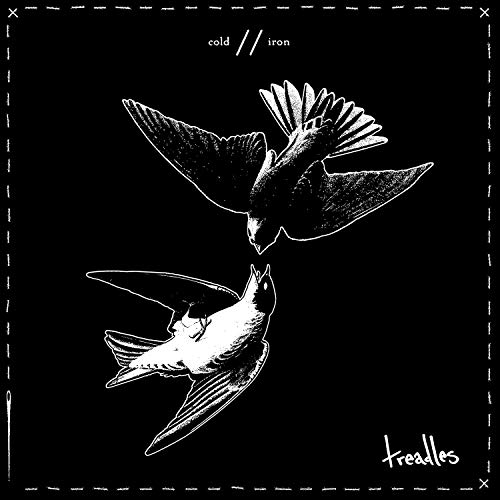 Black and white album cover with sketched birds in flight.