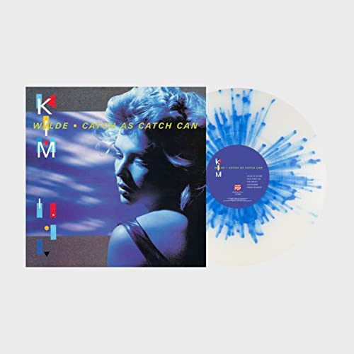 Vinyl record with a portrait cover and blue splatter design.