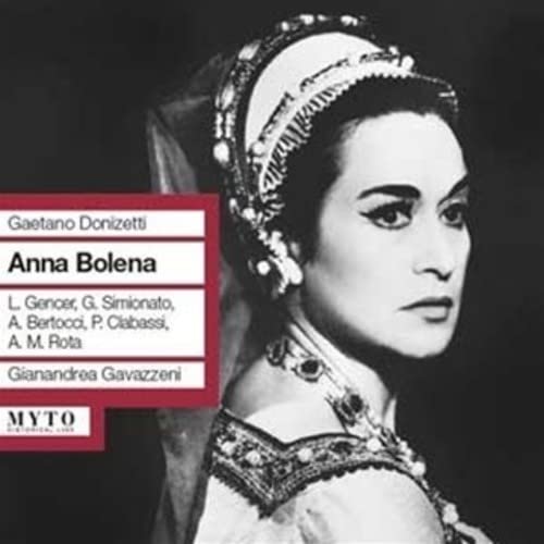 Black and white portrait of a woman in regal attire, opera CD cover.