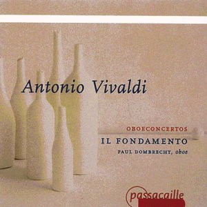 A CD cover for Vivaldi's Oboe Concertos, featuring white bottles on a beige background.