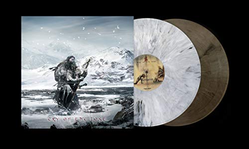 Coloured vinyl record with cover art depicting a figure in a snowy landscape.