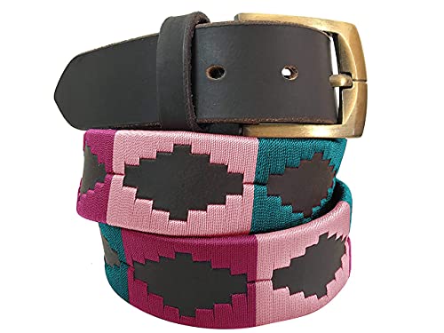 Colorful patterned belts stacked on top of each other, close-up.