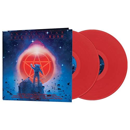 Vinyl record set, “An All-Star Tribute To Rush,” with red discs and cover.