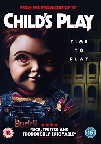 Blu-ray cover for horror film "Child's Play" featuring a menacing doll.