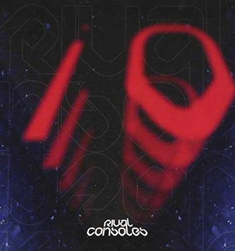 CD cover for Rival Consoles’ “io” featuring red abstract shapes on dark blue.