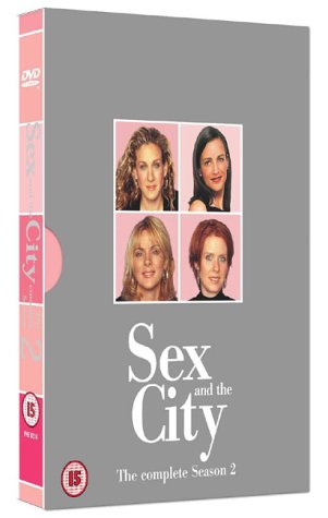 "Grey DVD case with four women's portraits and 'Sex and the City' text."
