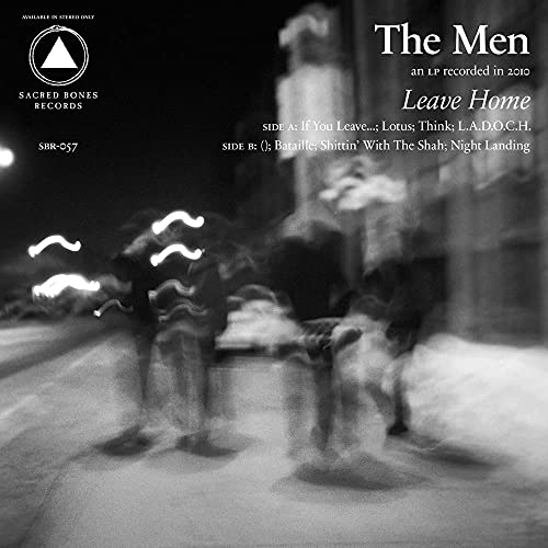 Black and white vinyl record cover for The Men’s “Leave Home” reissue.