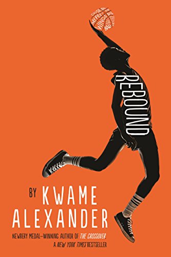 The image depicts a book cover. Alt text: Book cover featuring a basketball player in mid-air against an orange background.